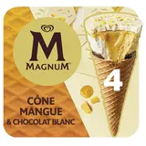 Glace cône mangue & chocolat blanc MAGNUM x4 260g