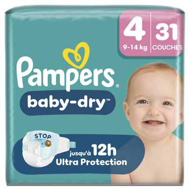 Couches PAMPERS Baby-Dry taille 4 9kg-14kg X31