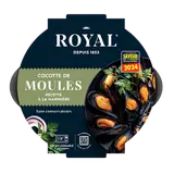 cocotte moule cuite, Mytilus galloprovincialis, cuisiné marinière,transformé en Espagne, barquette 500g