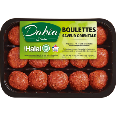 Boulette kefta Hallal, DABIA, France, 15 pièces, barquette, 375g