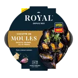 Cocotte moule cuite, Mytilus galloprovincialis, cuisiné ail persil,Transformé en Espagne, barquette 500g