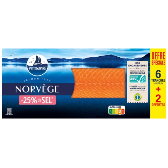 Saumon Fumé de Norvège -25% de Sel PETIT NAVIRE