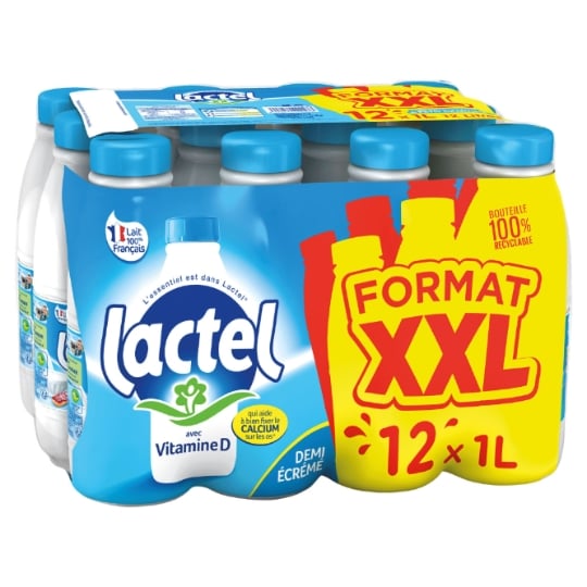 Lait Demi-Ecrémé UHT Vitamine D LACTEL