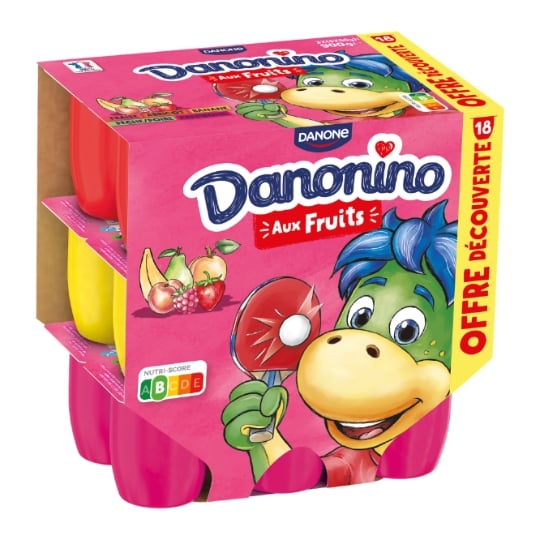 Petits suisses aux fruits fraise banane abricot framboise pêche/poire DANONINO