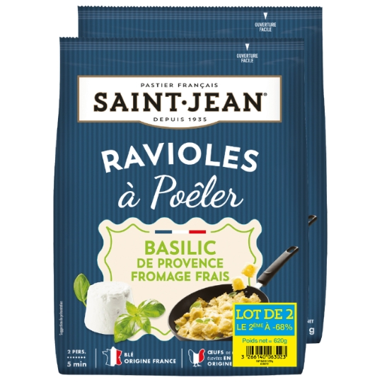 Pate fraiches Ravioles à poêler Fromage frais et Basilic de Provence SAINT JEAN