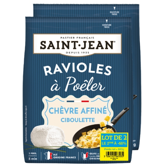 Pate fraiche Ravioles à poêler chèvre affiné ciboulette  SAINT JEAN