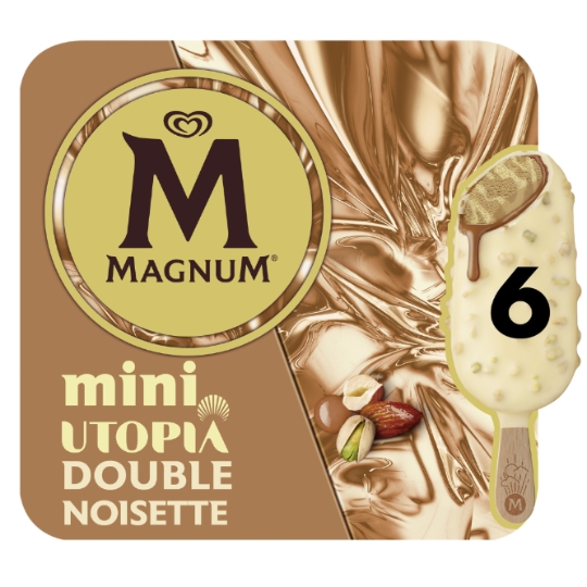 Glaces Bâtonnets Noisettes Amandes Pistaches et Chocolat Blanc Utopia MAGNUM