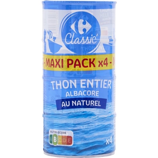 Thon Entier Albacore au Naturel CARREFOUR CLASSIC'