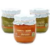 Tris Pesto Avec Basilic Génois Aop: Classique, Sans Ail Et Rouge 180 Gr X 3 OLIO ANFOSSO