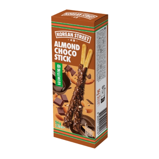 Biscuits en bâtonnets enrobés Almond Choco Stick au Chocolat avec Eclats d'Amandes Grillées KOREAN STREET