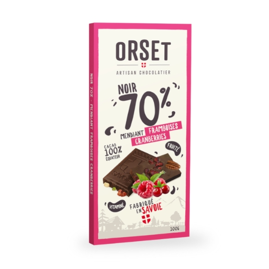 Chocolat Mendiant Framboise Cranberries ORSET ARTISAN CHOCOLATIER
