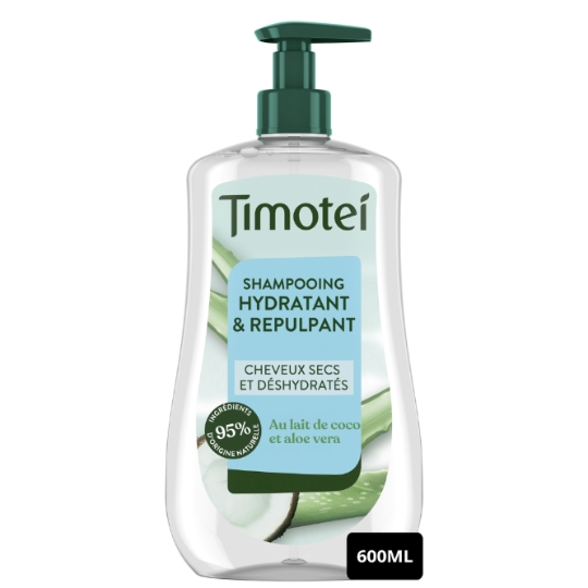 Shampoing Hydratant Repulpant pour Cheveux secs et déshydratés Lait de coco Aloe Vera TIMOTEI