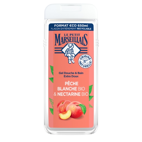 Gel douche Hydratant et Rafraîchissant Pêche Blanche et Nectarine Bio LE PETIT MARSEILLAIS