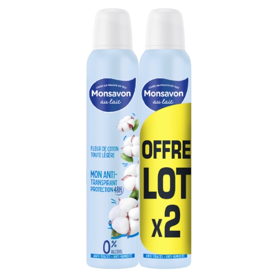 Déodorant spray Anti-transpirant 48h Lait & Coton MONSAVON