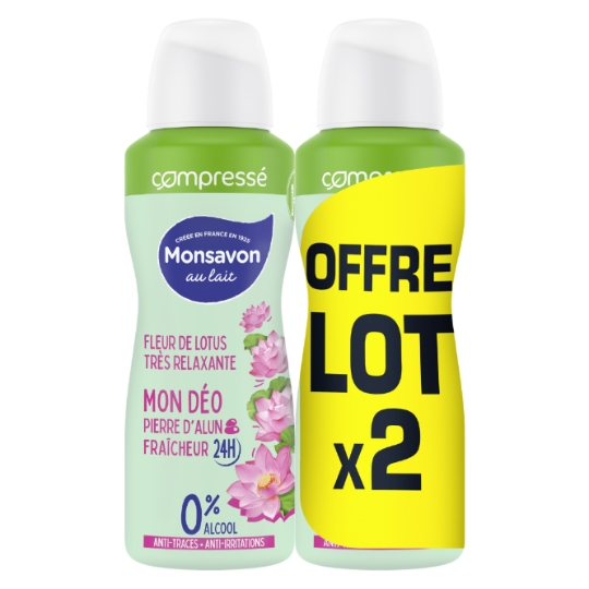 Déodorant spray compressé Pierre d'alun Fleur de lotus MONSAVON