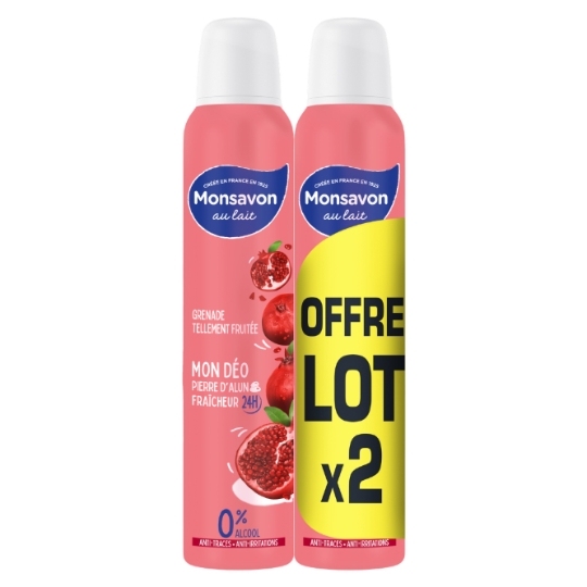 Déodorant spray 0% Alcool Grenade Fleur d'Hibiscus MONSAVON