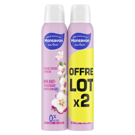 Déodorant spray Anti-transpirant 48h 0% Alcool Fleur de cerisier MONSAVON