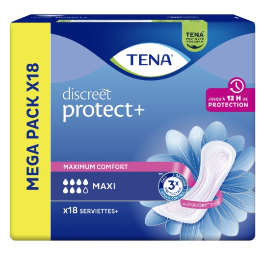 Serviettes Fuite Urinaire Maxi Discreet Protect Plus TENA
