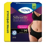 Culottes fuites urinaires Taille M Taille Basse Protection Totale Noir Silhouette TENA