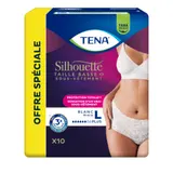 Culottes fuites urinaires Taille L Taille Basse Protection Totale Blanc Silhouette TENA