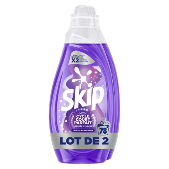 Lessive Mon Cycle court Parfait Crystal Blancheur 78 Lavages SKIP