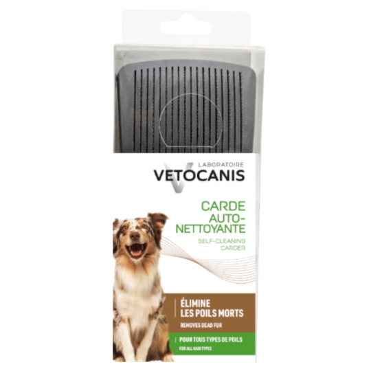 Carde pour Chien Auto-nettoyante Élimine les Poils Morts VETOCANIS