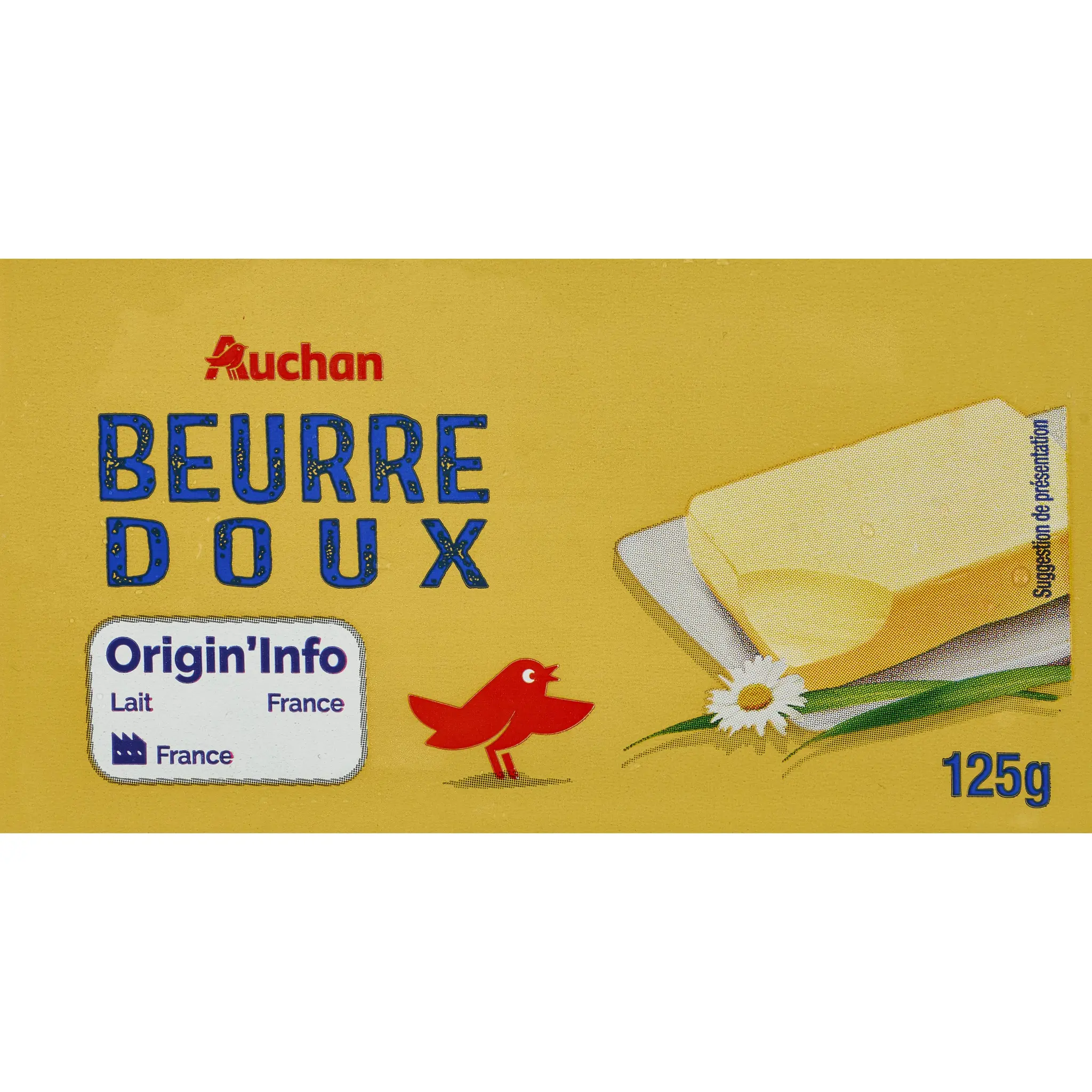 AUCHAN Beurre doux plaquette pour tartine et cuisson 82%MG