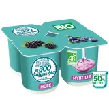 LES 300 LAITIERS BIO Yaourt brassé à la myrtille et mûre