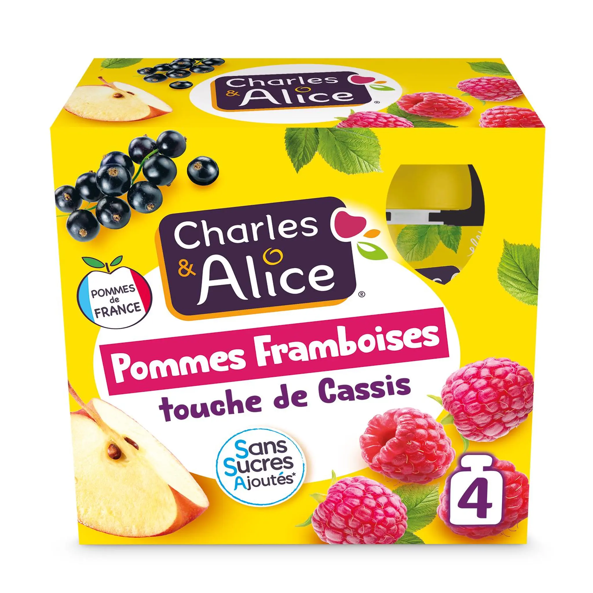CHARLES & ALICE Gourdes compote pommes framboises touche de cassis