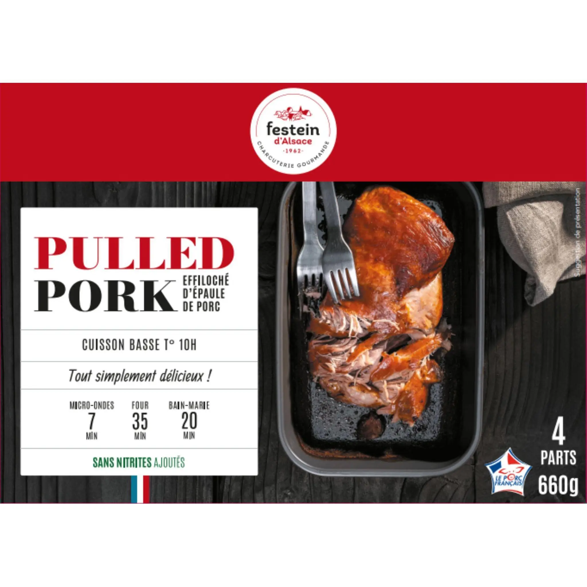 FESTEIN D'ALSACE Pulled Pork Effiloché d'épaule de porc