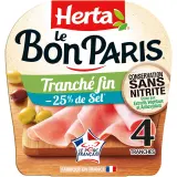 HERTA Le Bon Paris Jambon cuit tranché fin réduit en sel sans nitrite