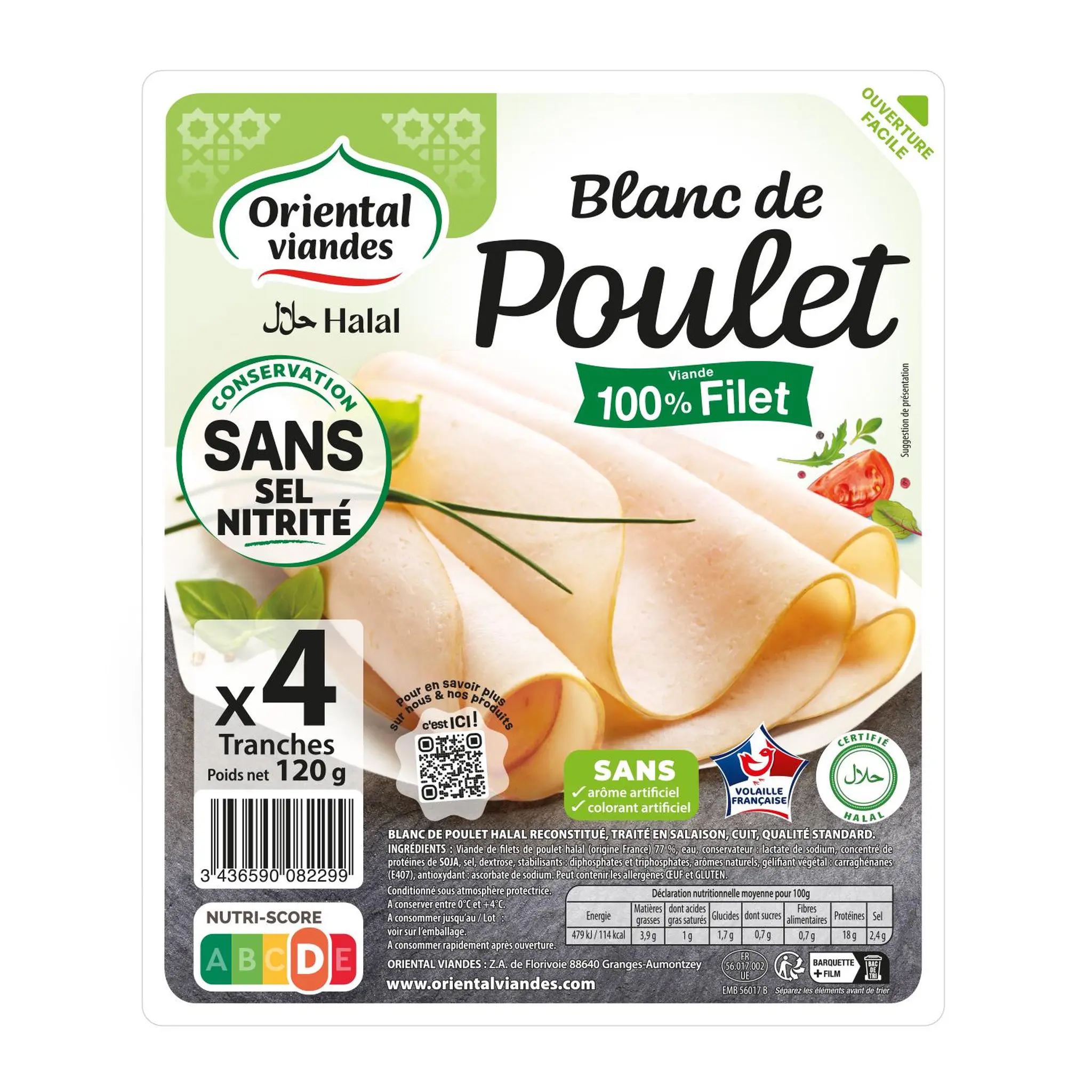 ORIENTAL VIANDES Blanc de poulet 100% filet halal