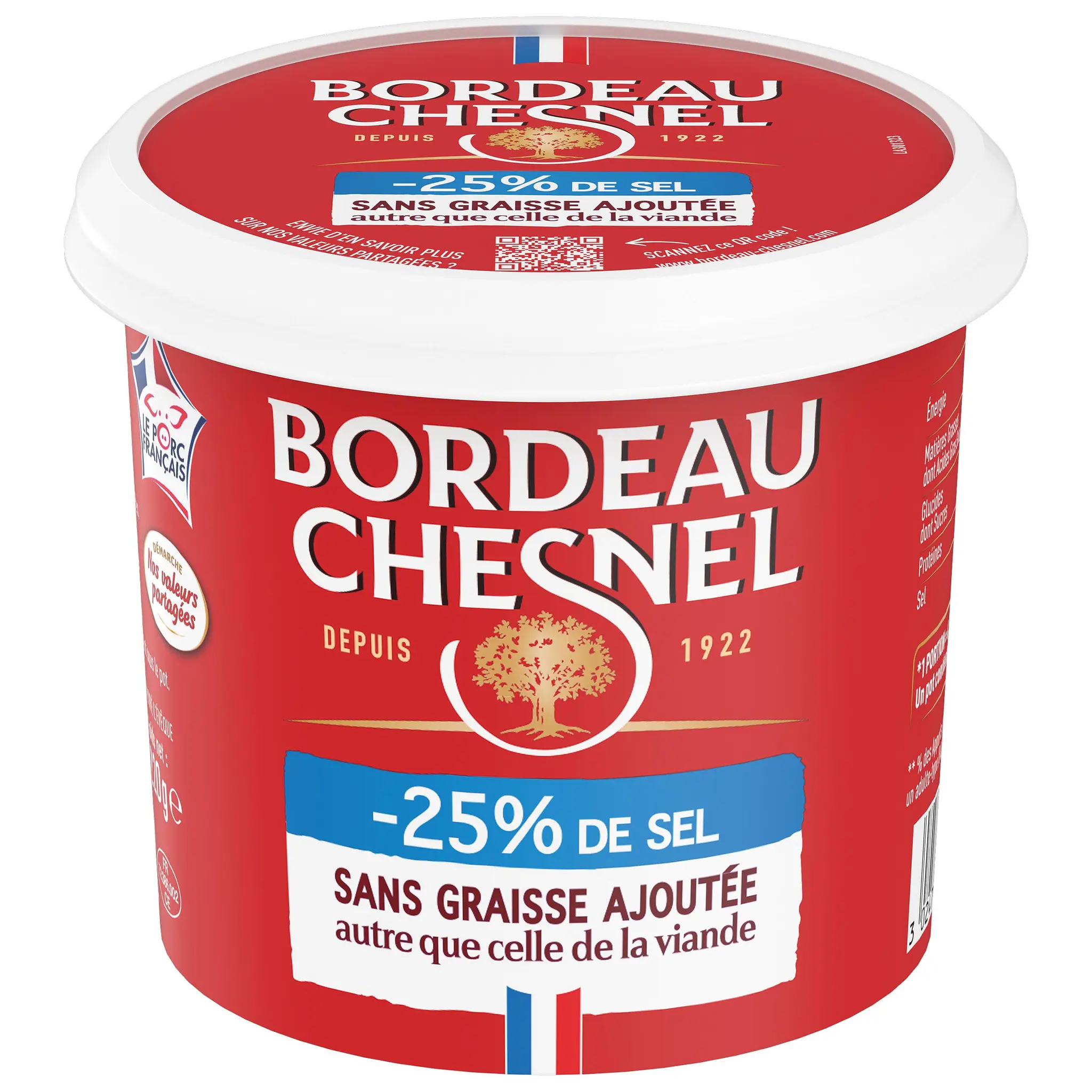 BORDEAU CHESNEL Rillettes pur porc réduit en sel