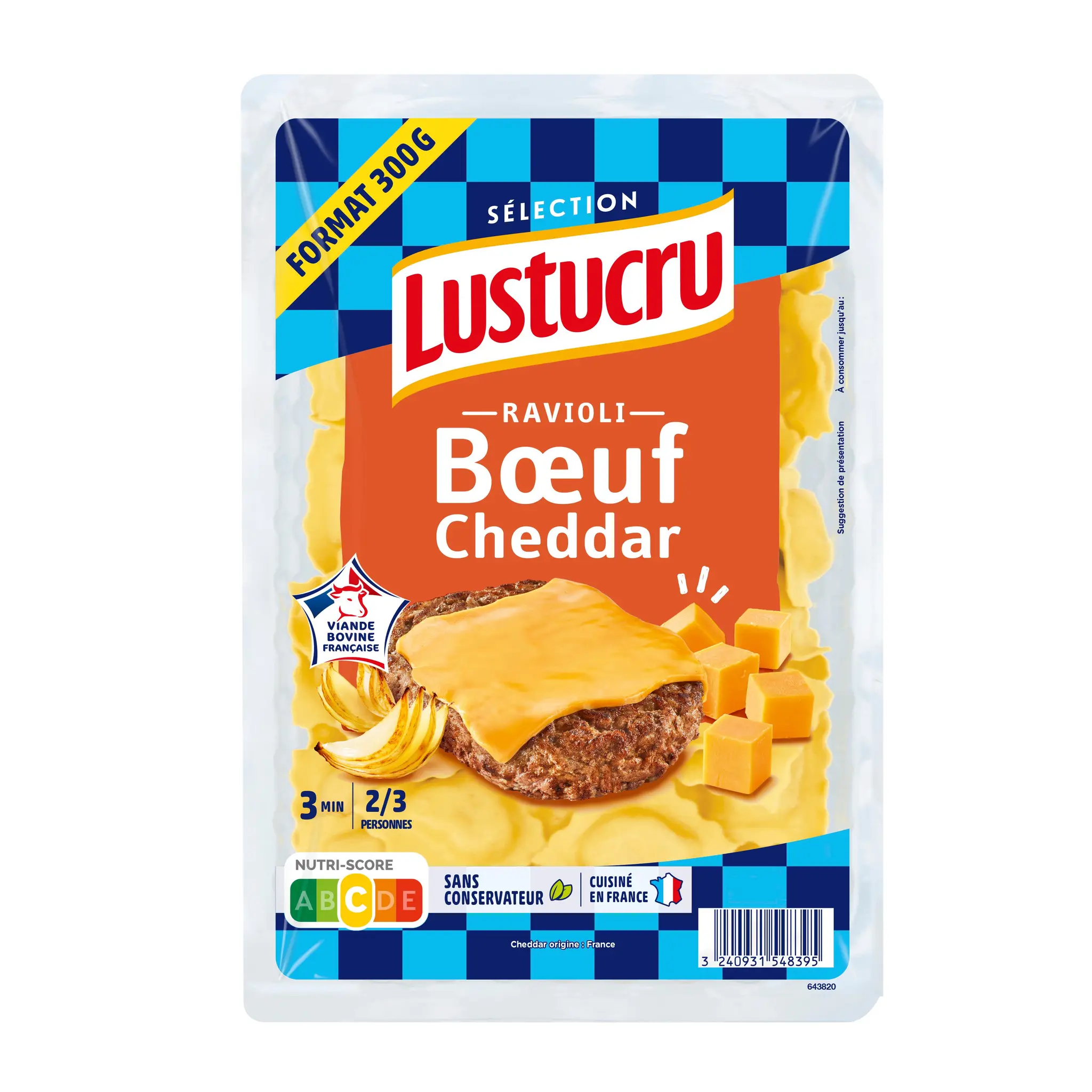 LUSTUCRU Ravioli bœuf cheddar