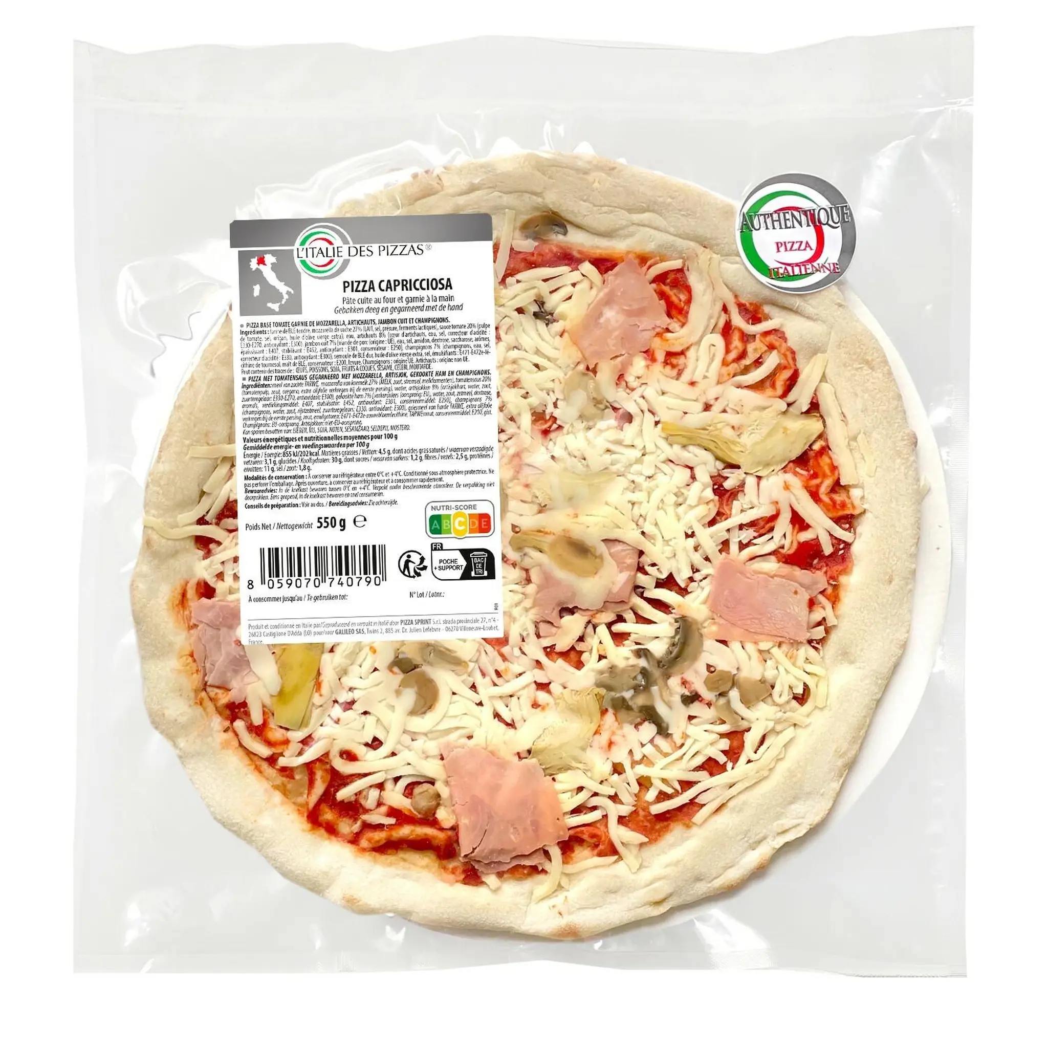L'ITALIE DES PIZZAS Pizza capricciosa artichauts jambon cuit et champignons