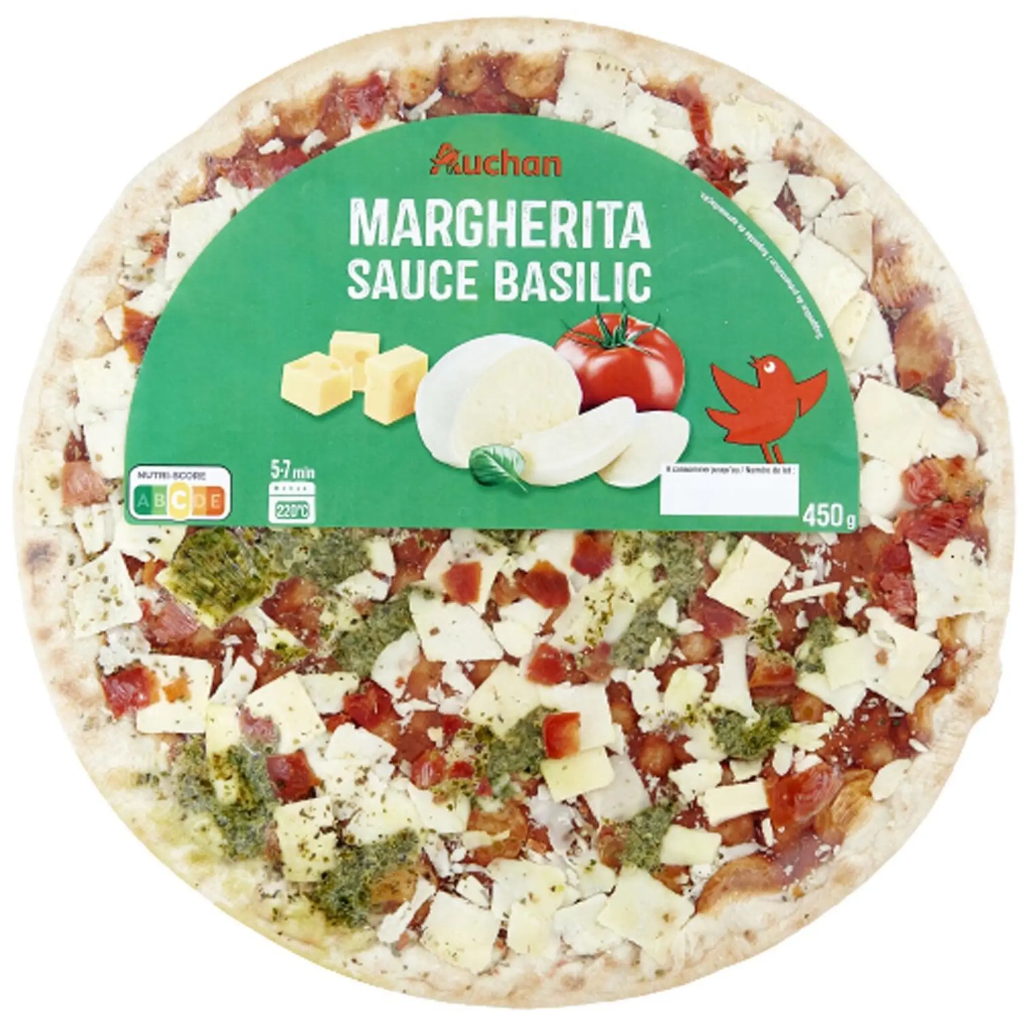 AUCHAN Pizza margherita sauce basilic
