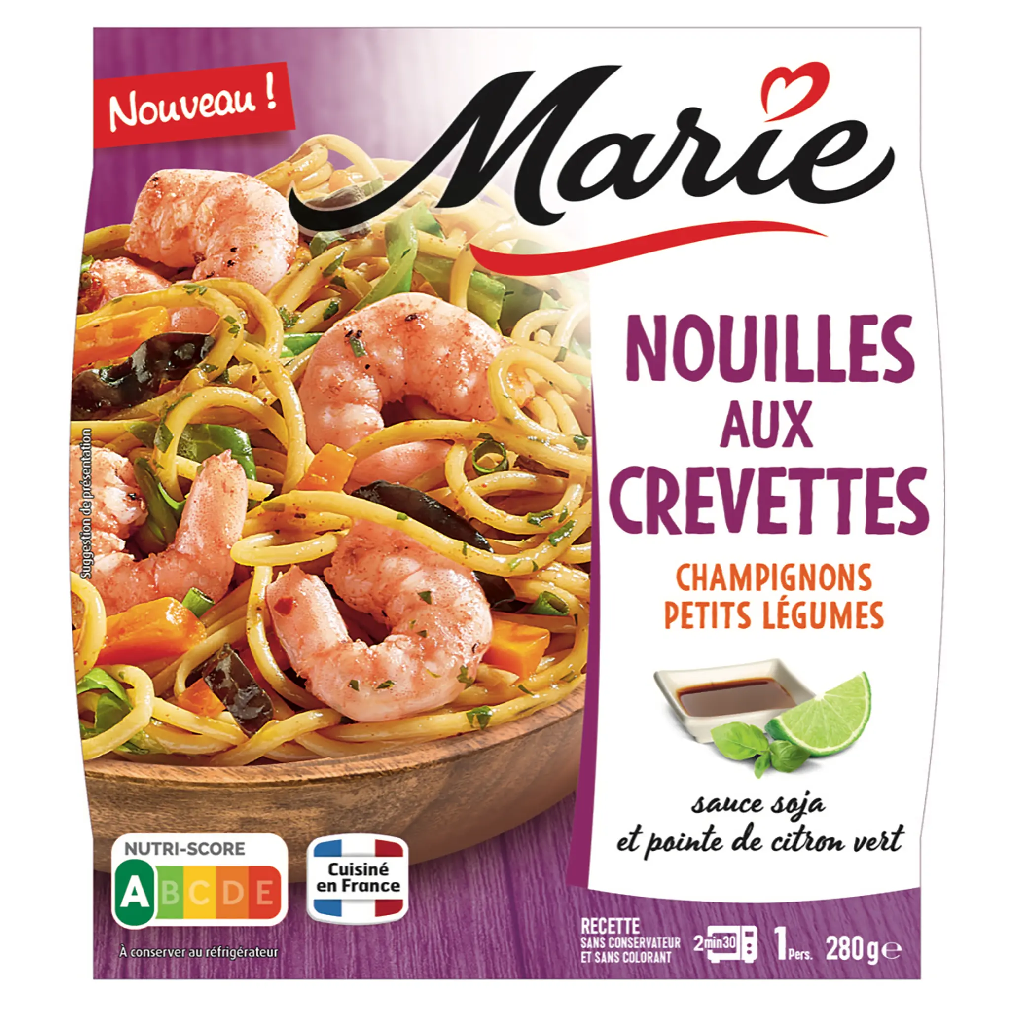 MARIE Nouilles aux crevettes champignons et petits légumes