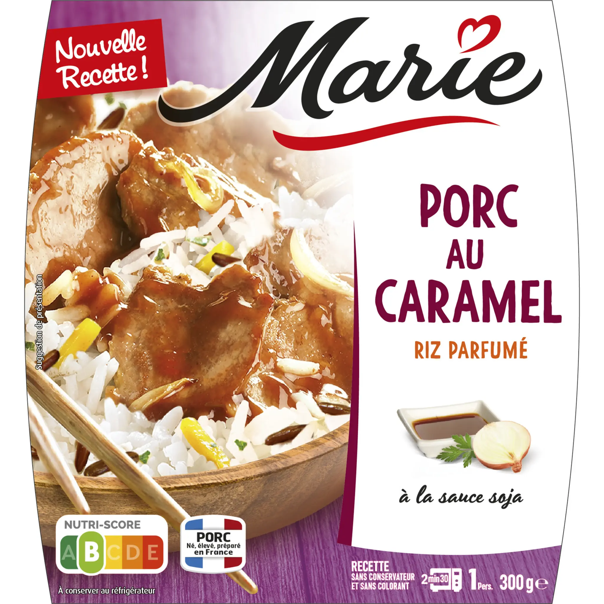 MARIE Porc caramel et riz parfumé relevé à la sauce nuoc-mâm