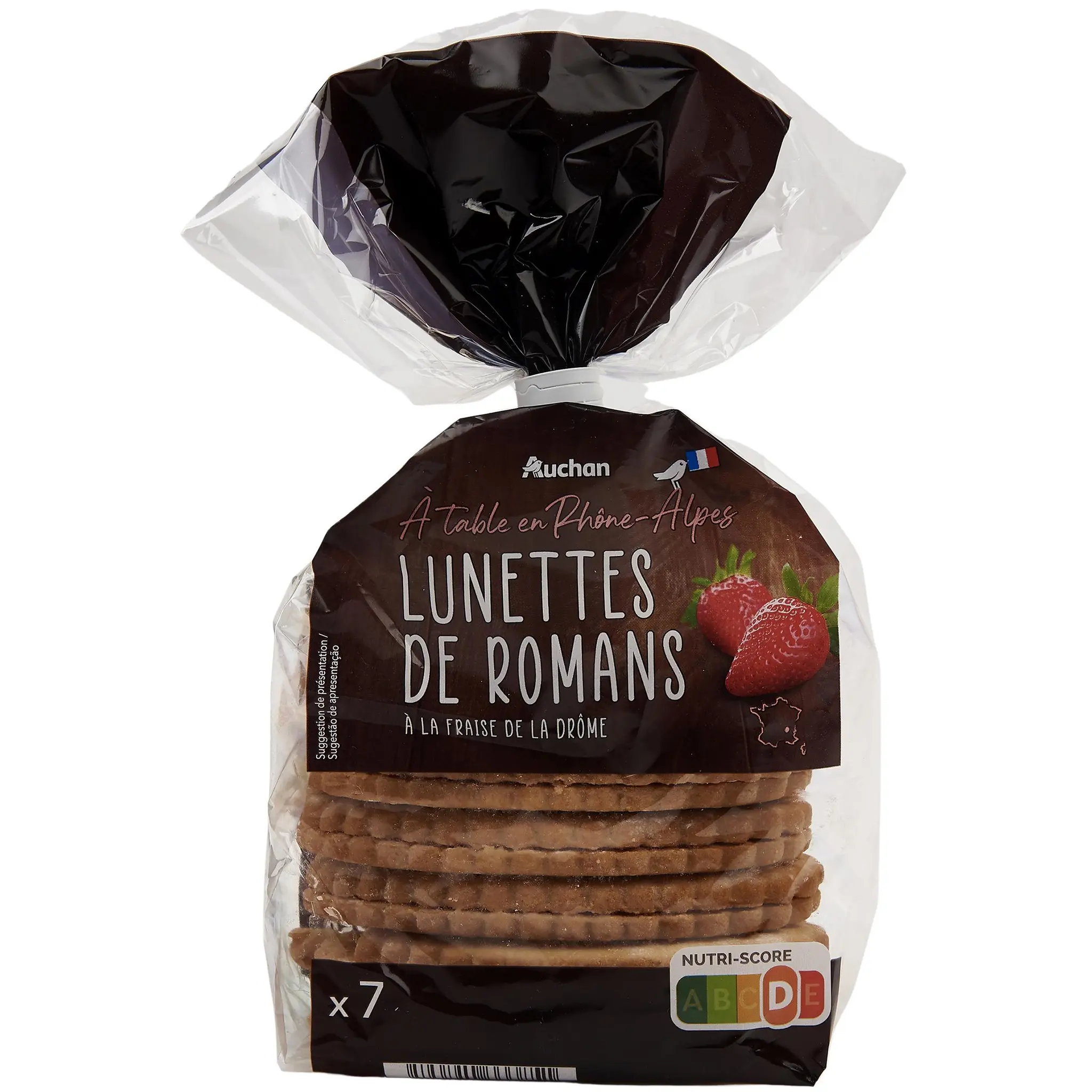 AUCHAN TERROIR Biscuits lunettes de Romans pur beurre à la fraise de la Drôme