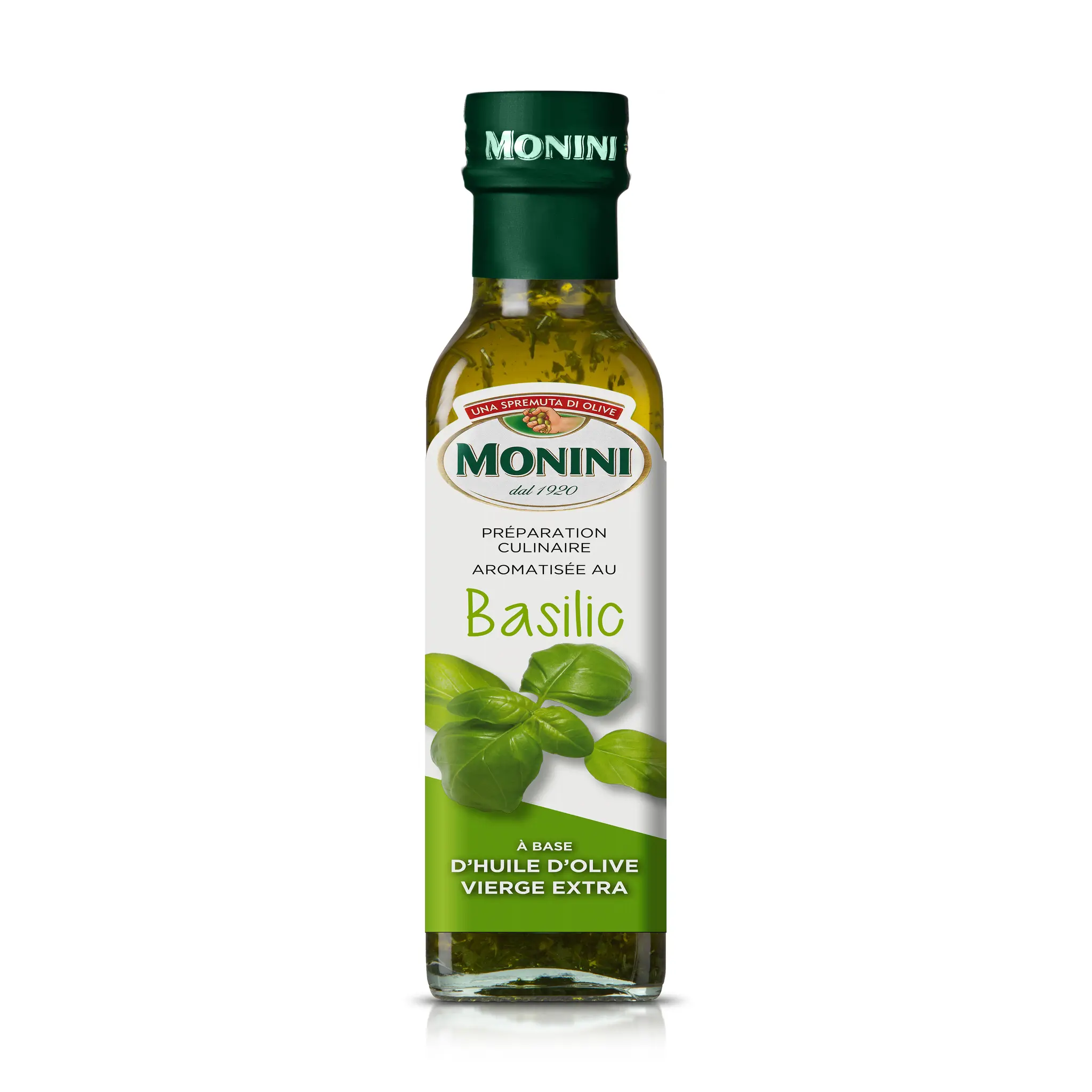 MONINI Préparation culinaire aromatisée au basilic à base d'huile d'olive vierge extra