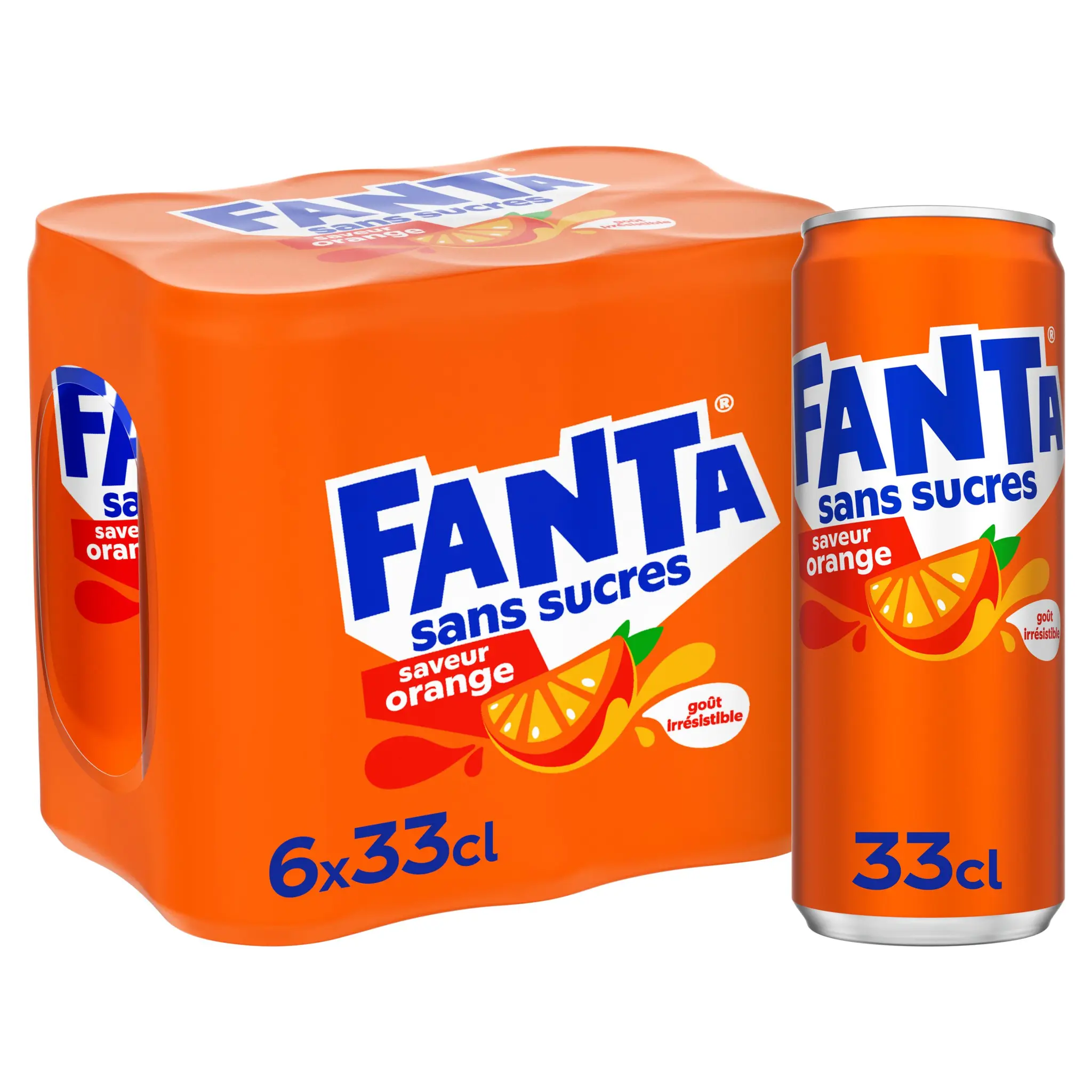 FANTA Boisson gazeuse aromatisée orange sans sucres boîtes