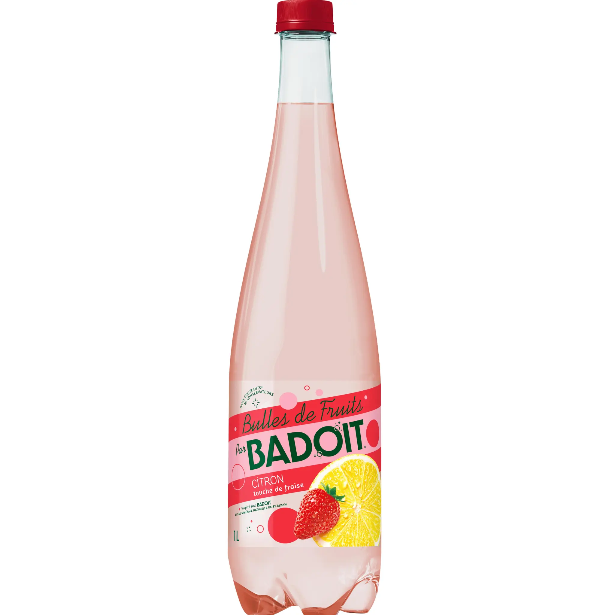 BADOIT Eau gazeuse Bulles de fruits aromatisée citron fraise