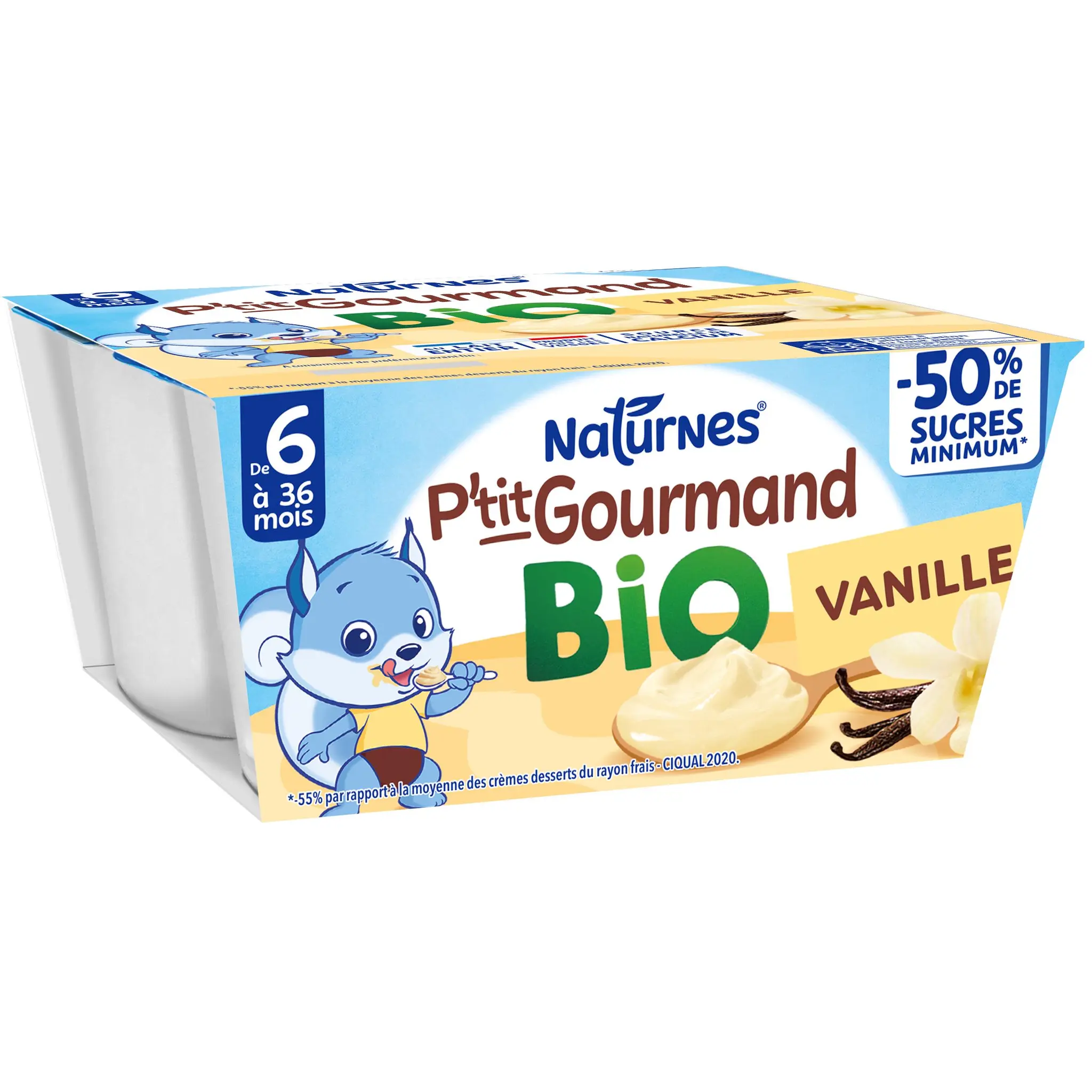 NESTLE P'tit onctueux petit pot dessert lacté vanille bio dès 6 mois