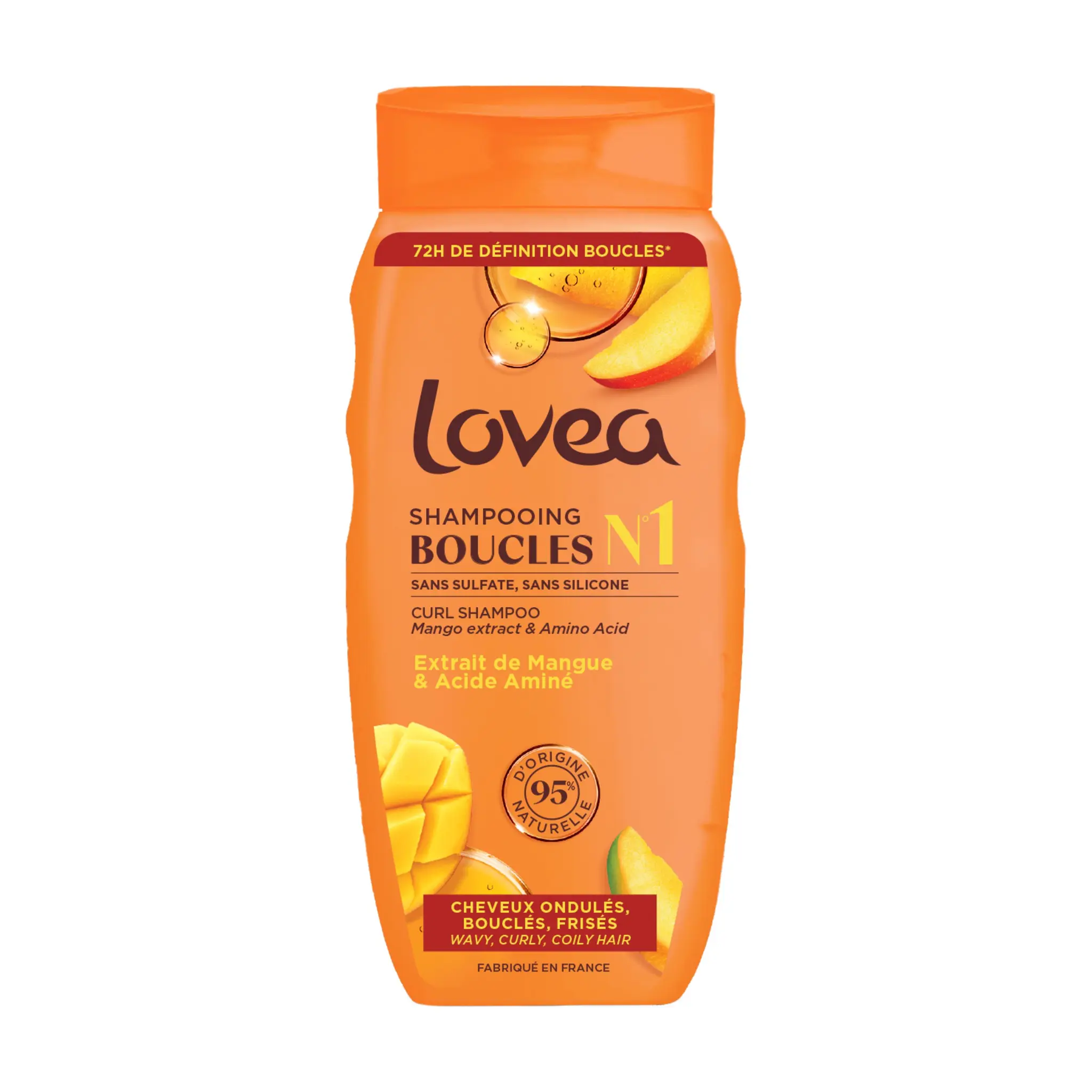 LOVEA Shampooing boucles N1 extrait mangue, acide aminé chveux ondulés bouclés frisés
