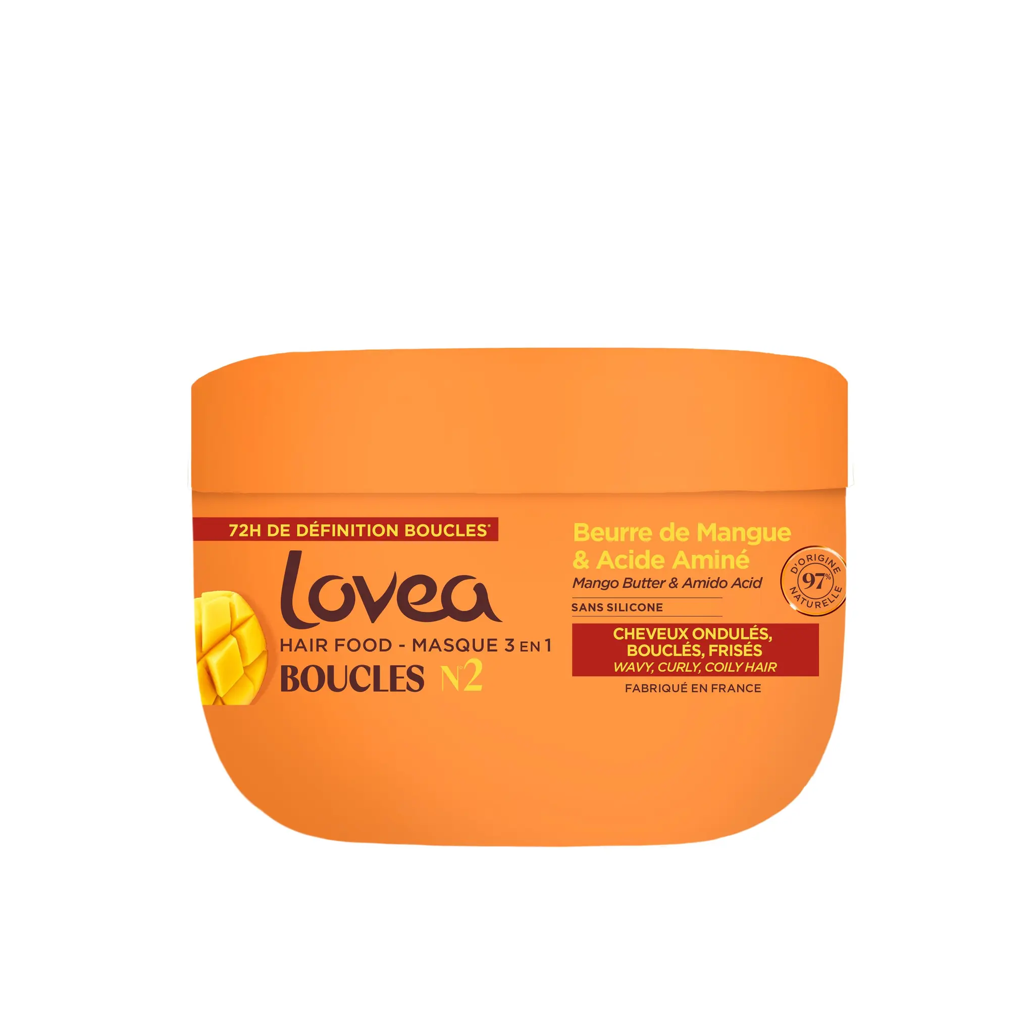 LOVEA Masque 3 en 1 boucles N2 beurre mangue, acide aminé cheveux ondulés bouclés frisés