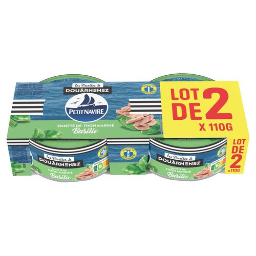 Petit Navire Thon mariné basilic 2x110g
