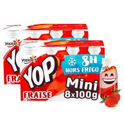 Yop Yaourt à Boire Fraise, Lot de 2 - 8x100g