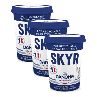 Les Danone Du Monde Skyr nature 0% mg, Lot de 3x480g