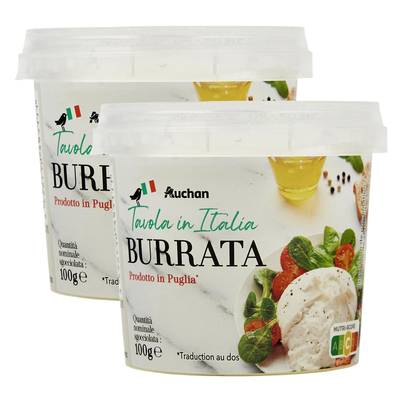 Auchan Tavola In Italia Burrata, Lot de 2x100g