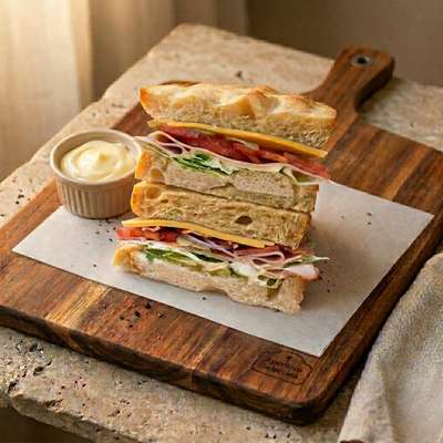 Sandwich Dinde fumée, crudités